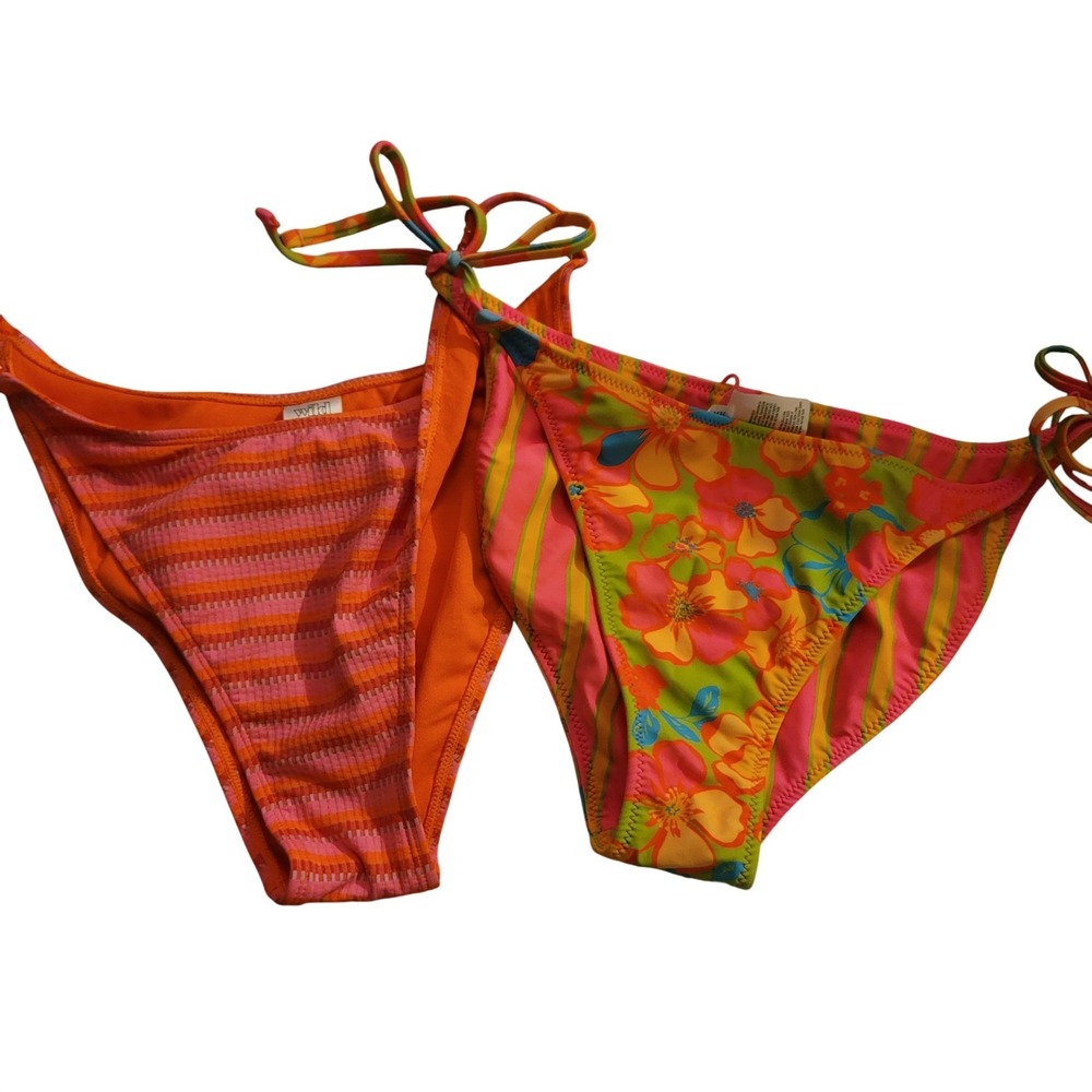 Wild Fable Womens Reversible Bikini Bottoms XL Red Floral High Leg Cheeky‎